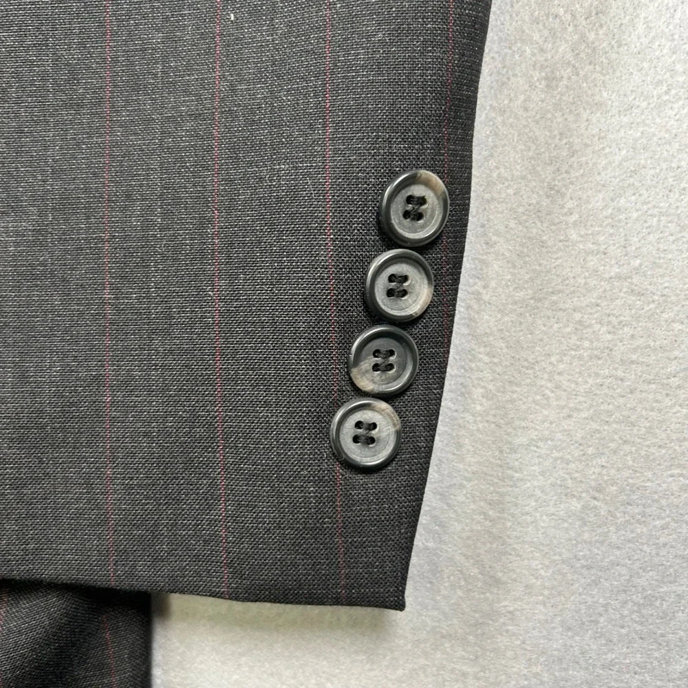 Kilburne‎ & Finch Mens 42L Blazer Charcoal Gray Pinstripe Wool Blend Suit Jacket